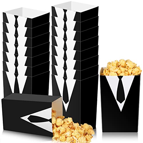 Irenare Irenare 24 Pieces Tuxedo Popcorn Bags, Baby Tuxedo Popcorn Bags, Baby Suit Popcorn Bags, Black Tie Shirt Pattern  - Image 2