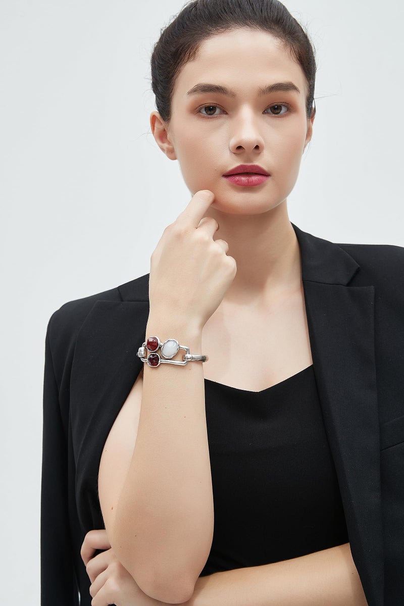 joymiao Bangle Bracelets for Women Chunky Arm Cuff Bangle Silver Bangles for Small Wrist Wrist Wrap Bracelet Jewelry - Image 3