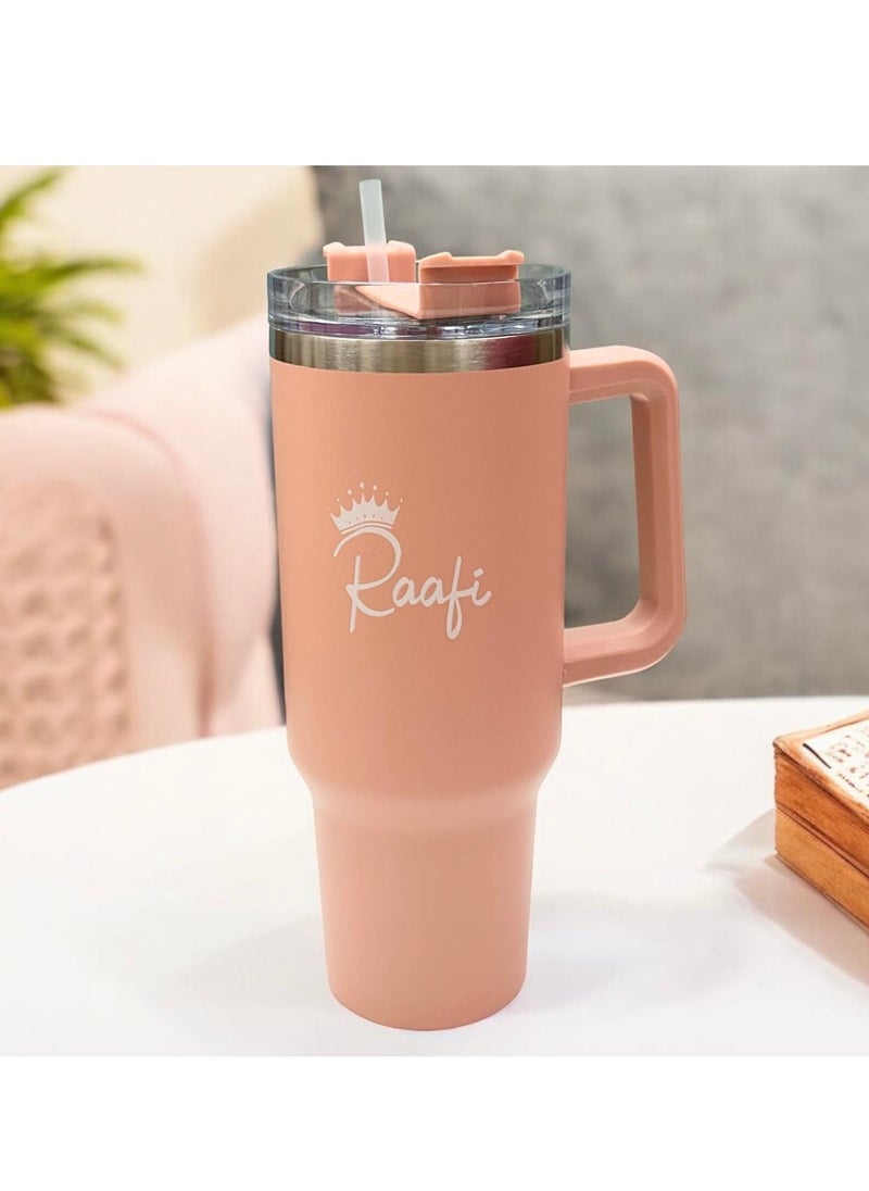 Wooden Twist - Raafi Savor 2.0 Tumbler 40oz With Handle Travel Mug Straw Covers Cup With Lid Insulated Quencher Stainless Steel Water Iced Tea Coffee Mug (Pink) - Image 1