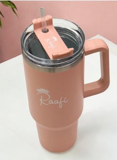 Wooden Twist Raafi Savor 2.0 Tumbler 40oz With Handle Travel Mug Straw Covers Cup With Lid Insulated Quencher Stainless Steel Water Iced Tea Coffee Mug (Pink)  - Image 2