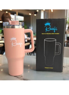 Wooden Twist Raafi Savor 2.0 Tumbler 40oz With Handle Travel Mug Straw Covers Cup With Lid Insulated Quencher Stainless Steel Water Iced Tea Coffee Mug (Pink)  - Image 5