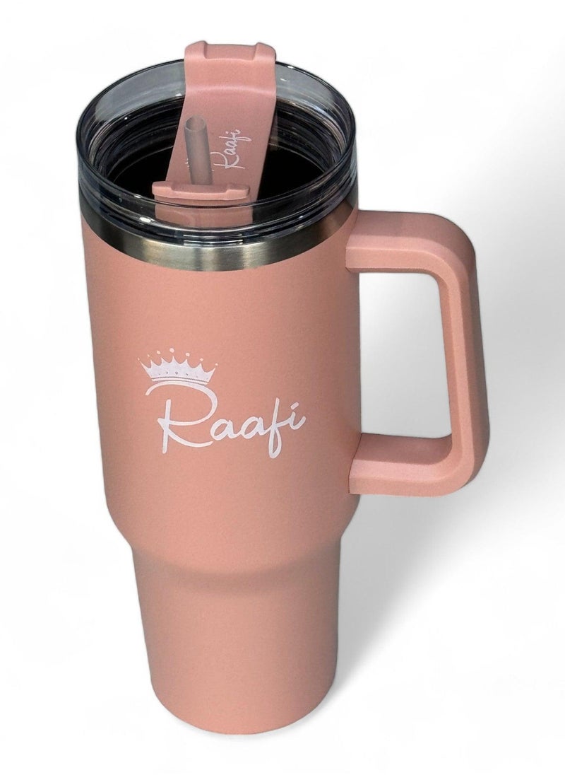 Wooden Twist - Raafi Savor 2.0 Tumbler 40oz With Handle Travel Mug Straw Covers Cup With Lid Insulated Quencher Stainless Steel Water Iced Tea Coffee Mug (Pink) - Image 1