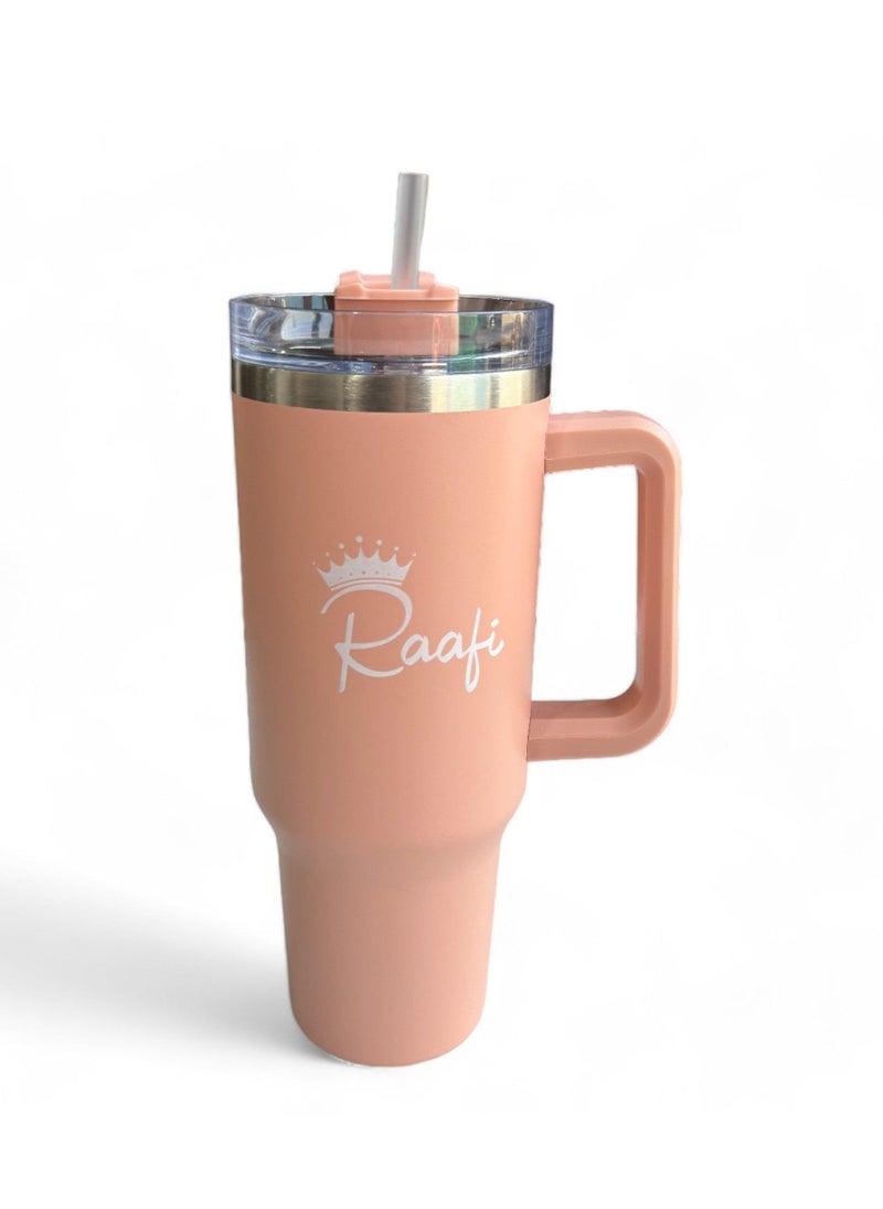 Wooden Twist - Raafi Savor 2.0 Tumbler 40oz With Handle Travel Mug Straw Covers Cup With Lid Insulated Quencher Stainless Steel Water Iced Tea Coffee Mug (Pink) - Image 1