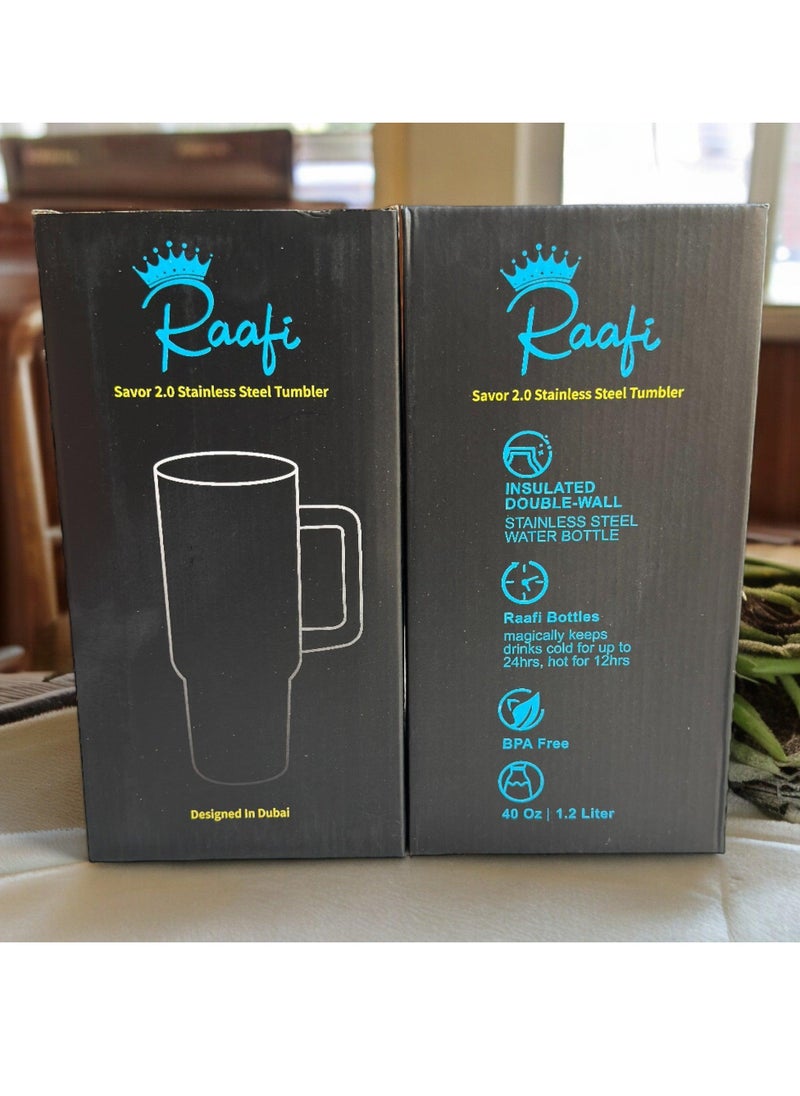 Wooden Twist - Raafi Savor 2.0 Tumbler 40oz With Handle Travel Mug Straw Covers Cup With Lid Insulated Quencher Stainless Steel Water Iced Tea Coffee Mug (Pink) - Image 1