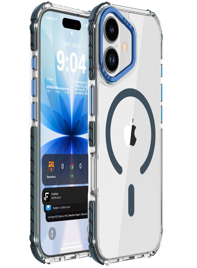 DEERLAMN Strong Magnetic Case for iPhone 17 6.3-Inch,[Compatible with Magsafe][Military Grade Drop Protection] Clear Slim Shockproof Protective Phone Cover-Transparent+Blue - Image 1