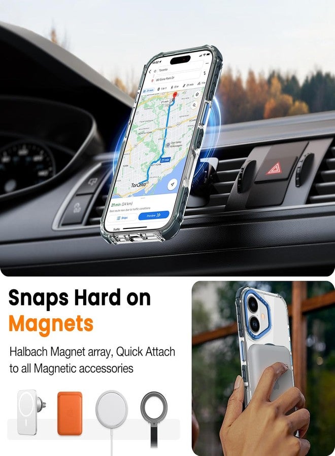 DEERLAMN Strong Magnetic Case for iPhone 17 6.3-Inch,[Compatible with Magsafe][Military Grade Drop Protection] Clear Slim Shockproof Protective Phone Cover-Transparent+Blue - Image 5