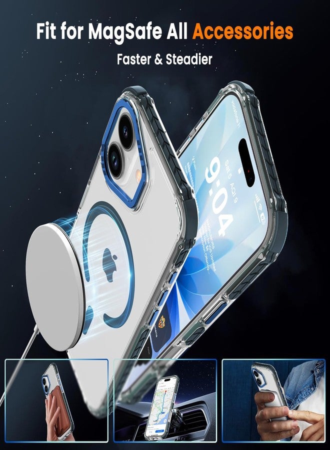 DEERLAMN Strong Magnetic Case for iPhone 17 6.3-Inch,[Compatible with Magsafe][Military Grade Drop Protection] Clear Slim Shockproof Protective Phone Cover-Transparent+Blue - Image 4