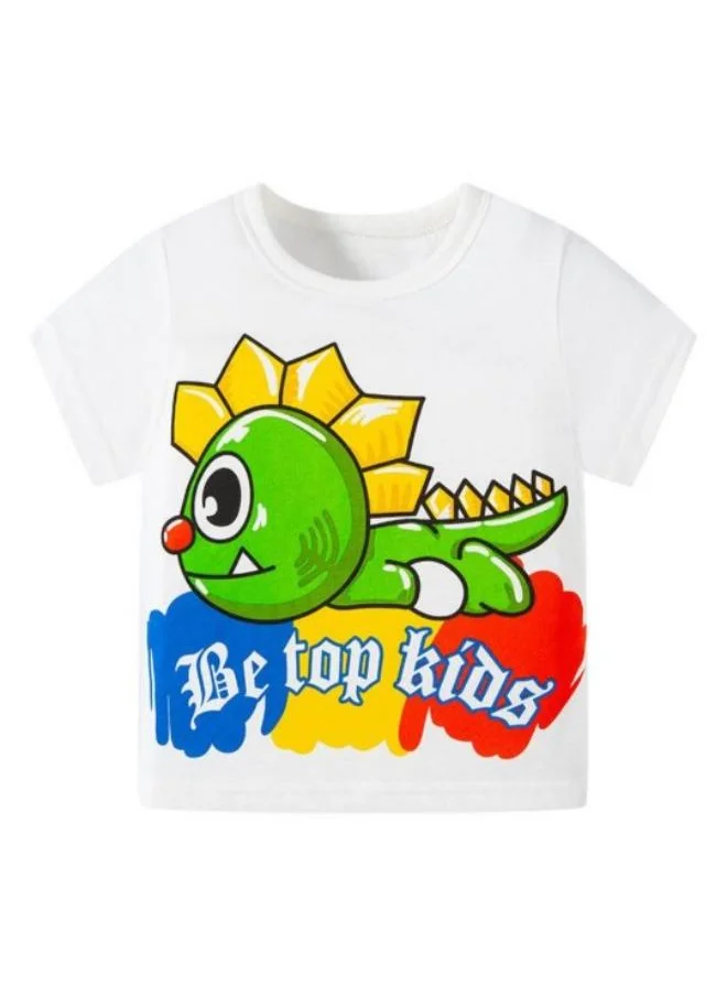 YUNIQEE White Printed Short Sleeve Crew Neck T-Shirt
