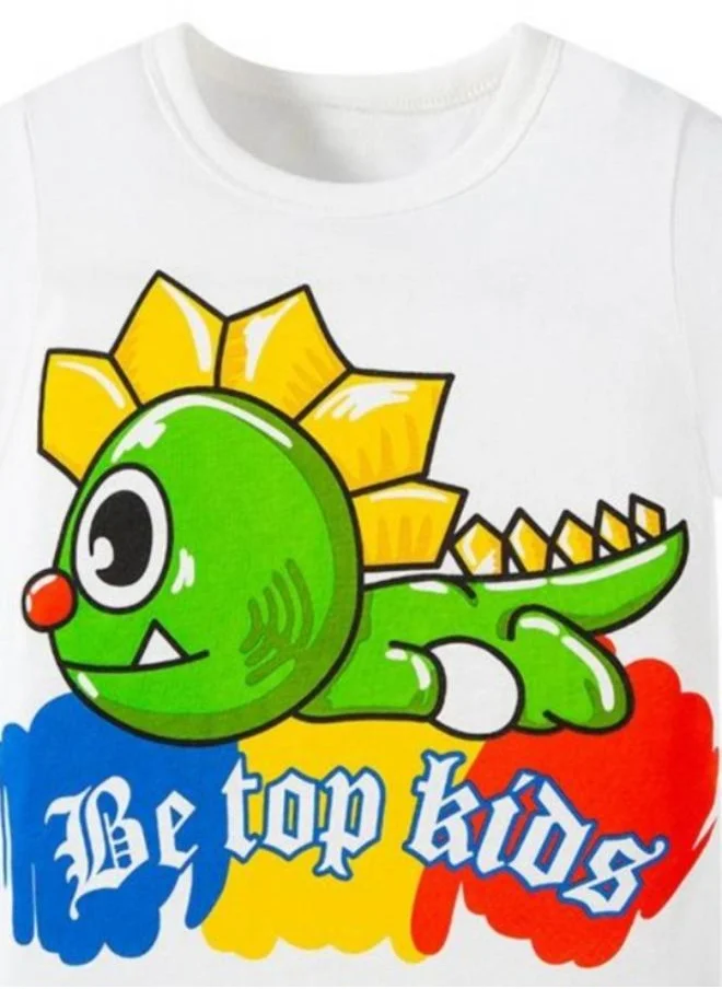 YUNIQEE White Printed Short Sleeve Crew Neck T-Shirt