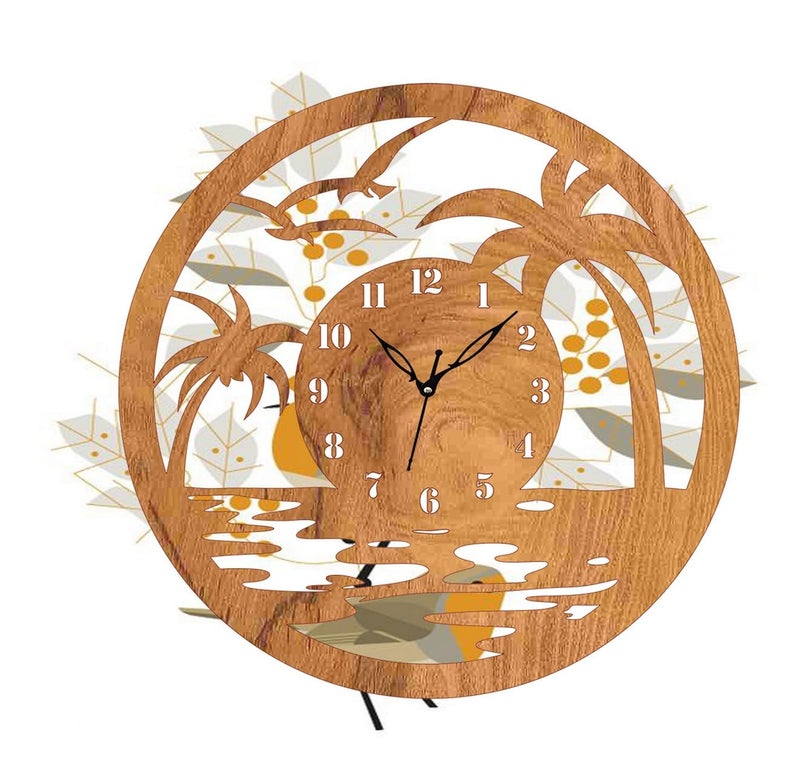 ADK Trendy Roman Wooden Clock Wood Carving MDF Design Wall Clock Perfect for Office Classroom Bedroom Living Room Kitchen RestaurantHotel etc 17 - Image 2