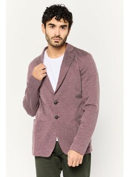 EMPORIO ARMANI Men Regular Fit Plaid Semi Formal Blazer, Maroon  - Image 1