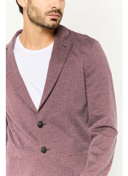 EMPORIO ARMANI Men Regular Fit Plaid Semi Formal Blazer, Maroon  - Image 3