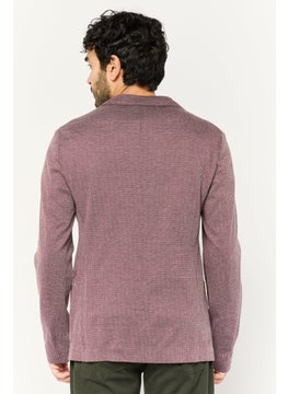 EMPORIO ARMANI Men Regular Fit Plaid Semi Formal Blazer, Maroon  - Image 4