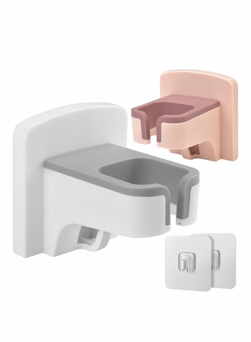 Hair Dryer Holder Without Drilling,2 Pack Bedroom Accessories for Hairdryer Station, Bathroom Drilling Styling Tool Organizer Dryer, White/Pink - Image 1