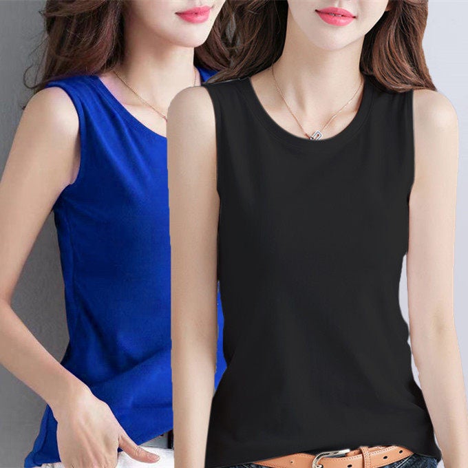 100% pure cotton vest for women's summer outerwear 2025 plus size loose breathable morning run sleeveless versatile undershirt for women - Image 1