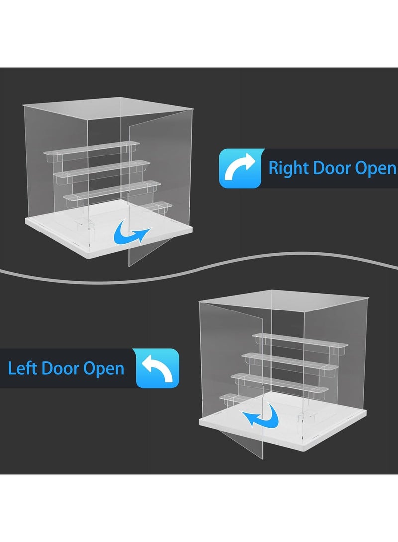 TPGP 5-Tier Clear Acrylic Display Case with Door, Countertop Display Box for Collectibles, Mini Action Figures, Dustproof Organizer (White Base, Clear Steps) - Image 4