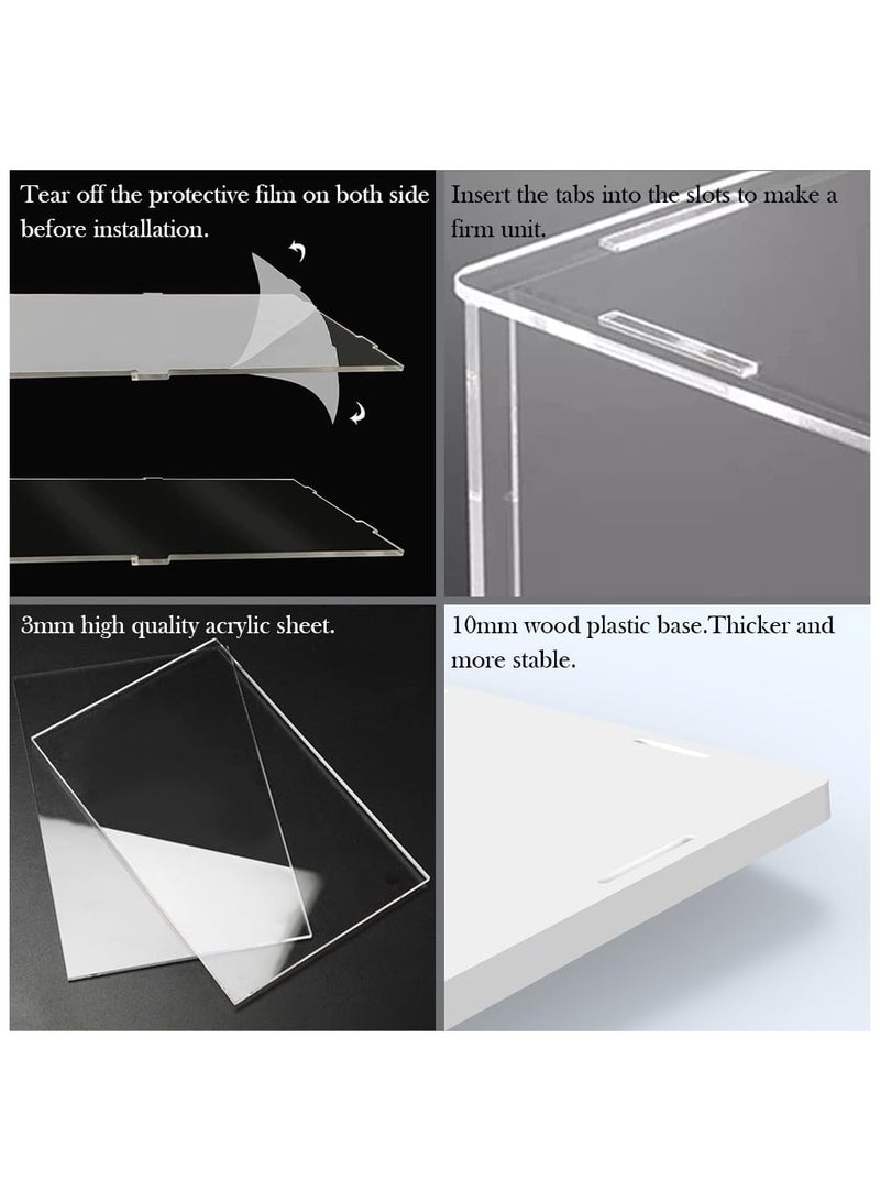 TPGP 5-Tier Clear Acrylic Display Case with Door, Countertop Display Box for Collectibles, Mini Action Figures, Dustproof Organizer (White Base, Clear Steps) - Image 2