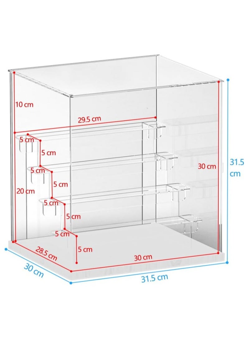 TPGP 5-Tier Clear Acrylic Display Case with Door, Countertop Display Box for Collectibles, Mini Action Figures, Dustproof Organizer (White Base, Clear Steps) - Image 3
