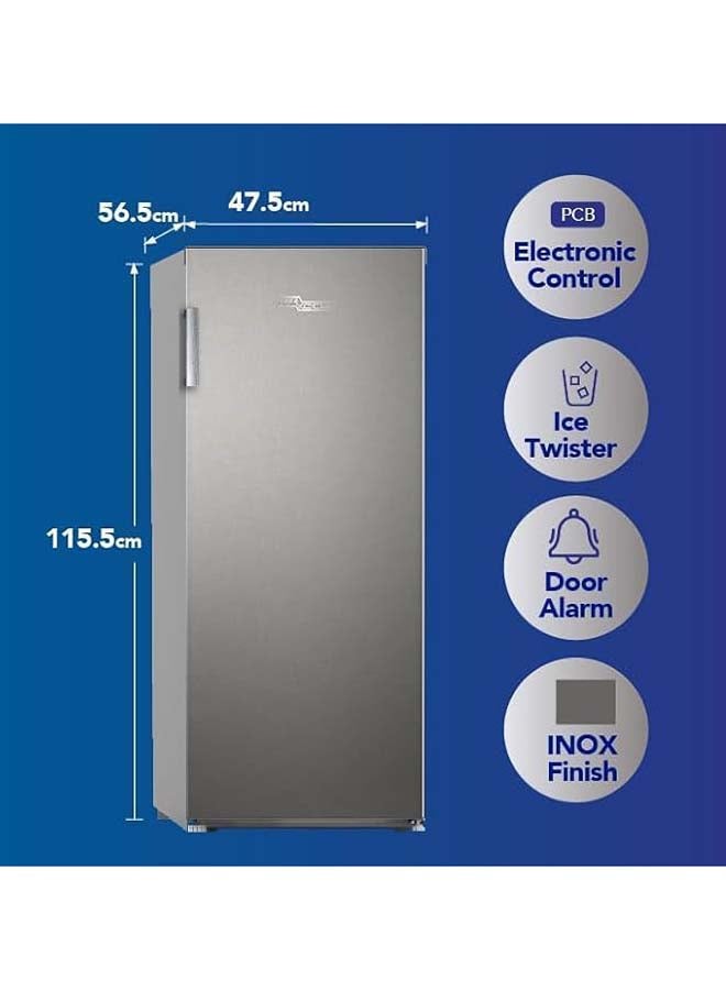 SUPER GENERAL 160L Gross Capacity And 122L Net Capacity Upright Freezer, Inverter Compressor, No Frost, Ice Twist Maker, Reversible Door - 220 W SGUF201NFDCIE Silk Inox - Image 2