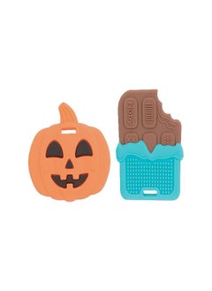 Nuby Nuby All Silicone Pumpkin & Chocolate Bar Teether - 2 Pack, 3+ Months  - Image 5