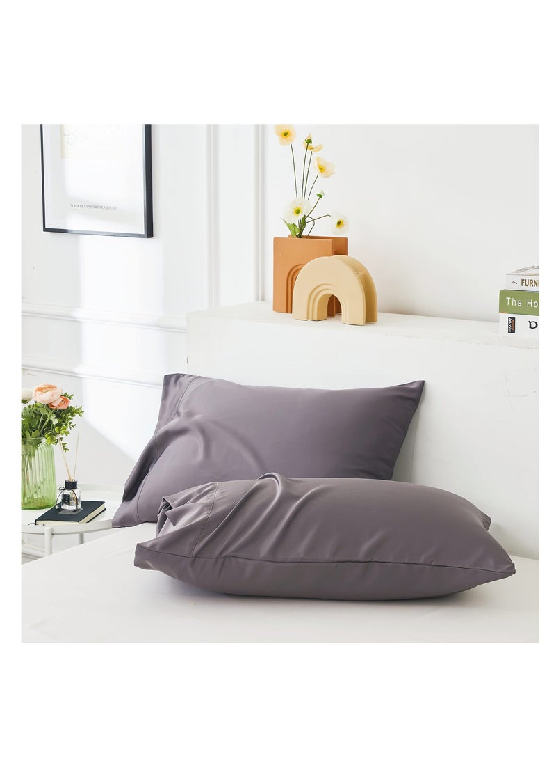 Y&D Queen Size Bamboo Cooling Pillowcases, 2 Pcs Grey Pillowcase , 100% Organic Moisture Wicking with Envelope Closure, for Hot Sleepers  - Image 1