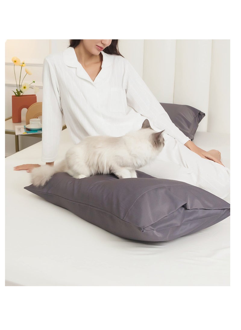 Y&D Queen Size Bamboo Cooling Pillowcases, 2 Pcs Grey Pillowcase , 100% Organic Moisture Wicking with Envelope Closure, for Hot Sleepers  - Image 5