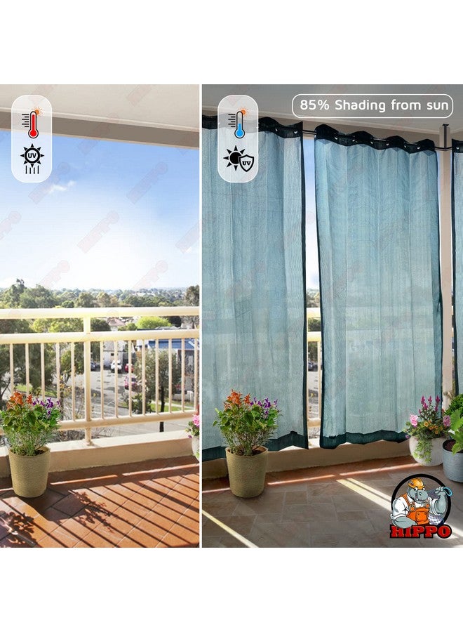 HIPPO 150 GSM Outdoor Sun Blocking Balcony Eyelet/Grommet Curtains Sun & UV Protection, Light Filtering 7.5FT Door Curtain (4.5FTX7.5FT, Cool-Blue, 2 PC) - Image 2