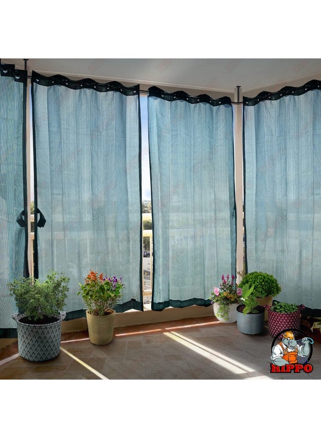 HIPPO 150 GSM Outdoor Sun Blocking Balcony Eyelet/Grommet Curtains Sun & UV Protection, Light Filtering 7.5FT Door Curtain (4.5FTX7.5FT, Cool-Blue, 2 PC) - Image 1