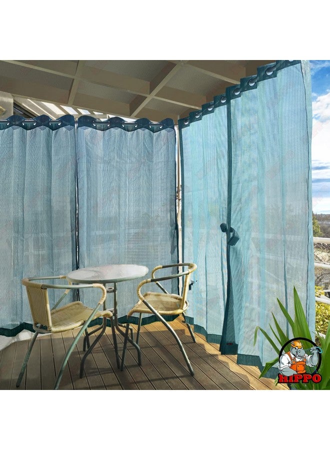 HIPPO 150 GSM Outdoor Sun Blocking Balcony Eyelet/Grommet Curtains Sun & UV Protection, Light Filtering 7.5FT Door Curtain (4.5FTX7.5FT, Cool-Blue, 2 PC) - Image 4
