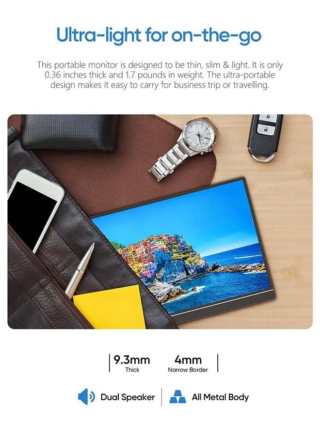 16.1" Portable Monitor, 100% sRGB FHD 1080P Kickstand Portable Laptop Monitor High Color Gamut Display IPS Eye Care Screen for High-end Office & Entertainment  - Image 2