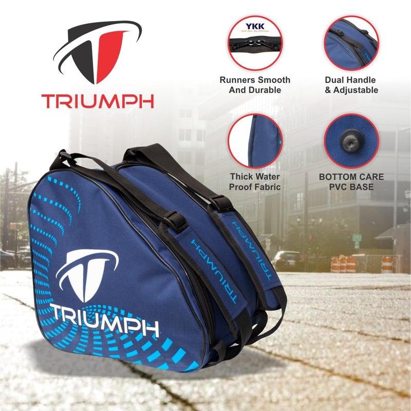 TRIUMPH حقيبة تزلج نايلون لأربعة عجلات - حقيبة رياضية وسفر للتزلج للرجال/النساء/الأطفال (الحجم: 12"X11"X9") (أزرق داكن) - Image 2