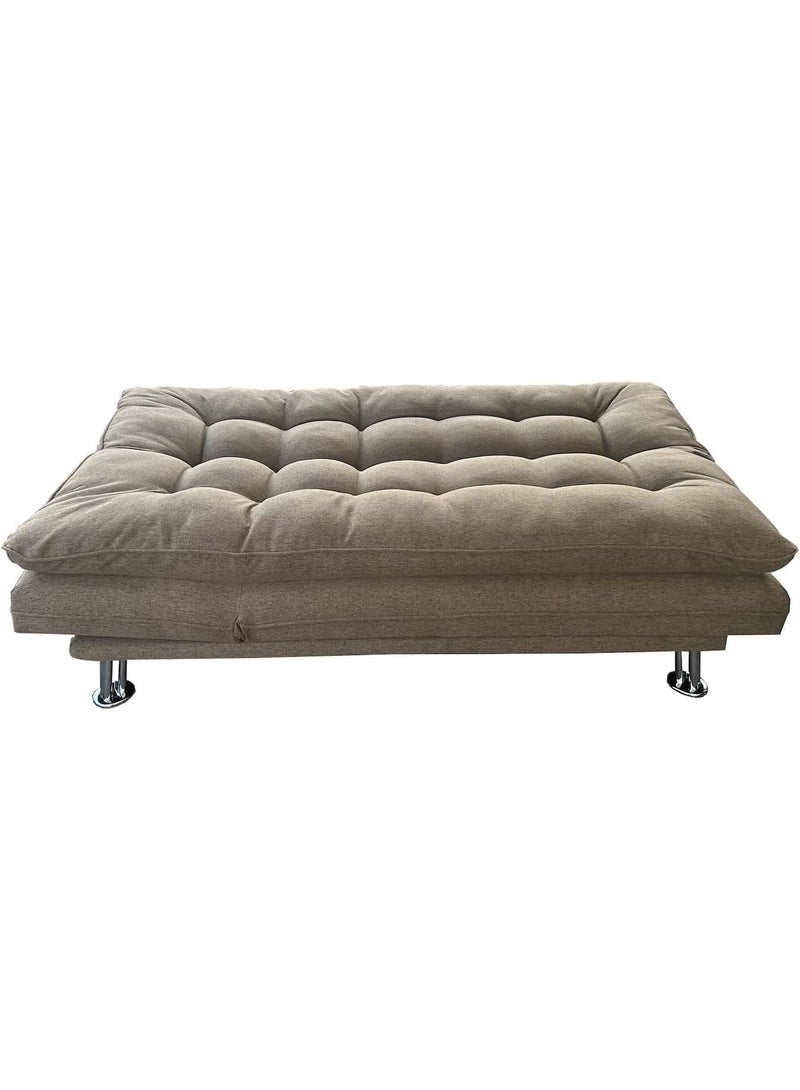Al Zakharef Furniture Sofa Cum Bed 3 Seater Fabric Sleeper Sofa, Modern Convertible Sofa Bed for Living Room & Guests, Beige, W110 x L180 x H75 cm - Image 3