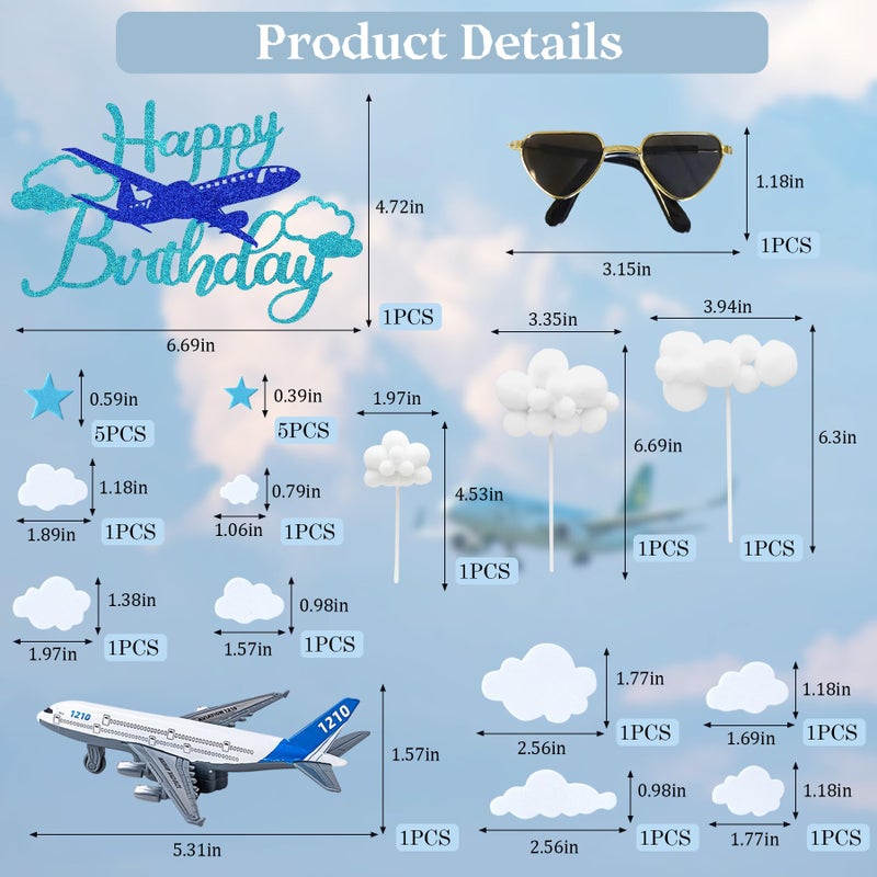Knana 24Pcs Airplane Cake Topper Airplane Figurine Cake Decorations for Airplane Theme Happy Birthday Party Supplies - Image 2