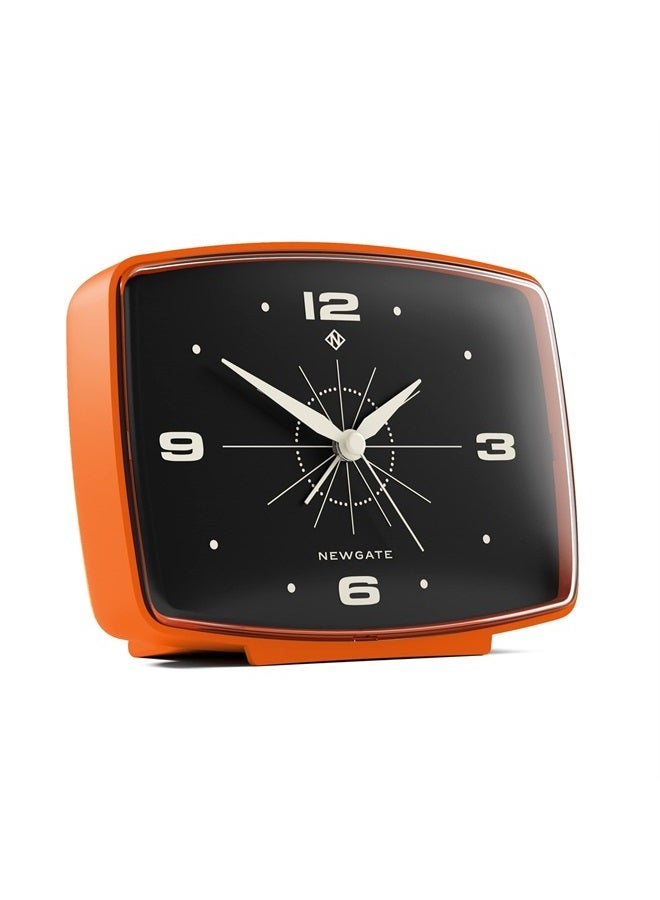 NEWGATE ® Brooklyn Retro Alarm/Desk Clock - Rectangular Alarm Clock - Bedroom Accessories - Desk Accessories - Bedside Alarm Clock - Retro Alarm Clock - Matt Finish - No Tick Alarm Clock - Orange - Image 1