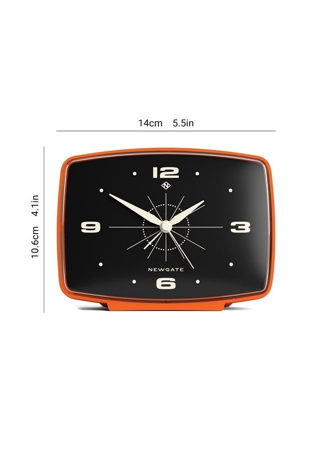 NEWGATE ® Brooklyn Retro Alarm/Desk Clock - Rectangular Alarm Clock - Bedroom Accessories - Desk Accessories - Bedside Alarm Clock - Retro Alarm Clock - Matt Finish - No Tick Alarm Clock - Orange - Image 4