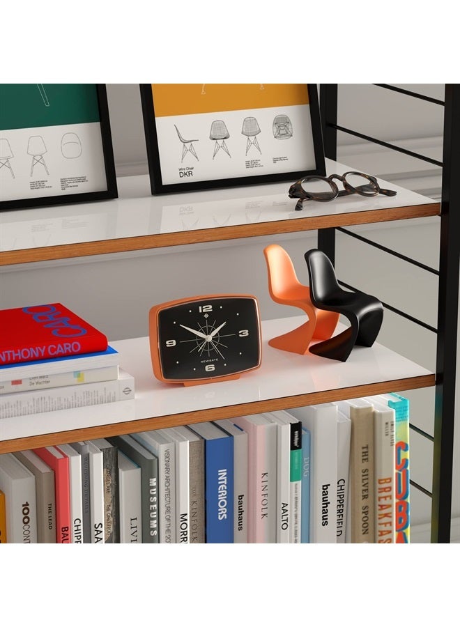 NEWGATE ® Brooklyn Retro Alarm/Desk Clock - Rectangular Alarm Clock - Bedroom Accessories - Desk Accessories - Bedside Alarm Clock - Retro Alarm Clock - Matt Finish - No Tick Alarm Clock - Orange - Image 3
