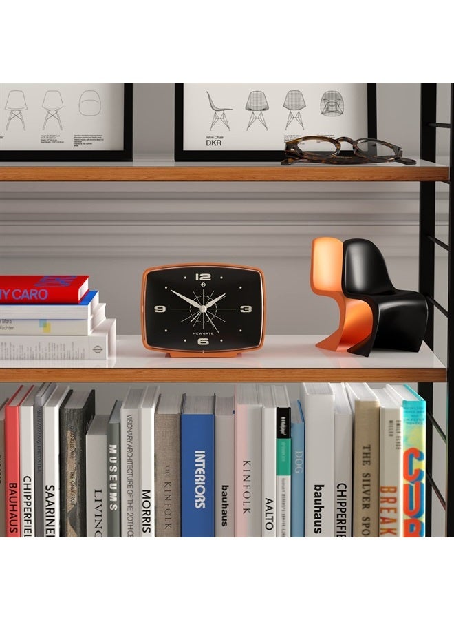 NEWGATE ® Brooklyn Retro Alarm/Desk Clock - Rectangular Alarm Clock - Bedroom Accessories - Desk Accessories - Bedside Alarm Clock - Retro Alarm Clock - Matt Finish - No Tick Alarm Clock - Orange - Image 2