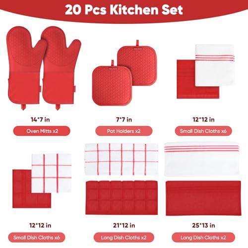 HULOSAN Silicone Oven Mitts Pot Holder Kitchen-Towels100% Cotton Dish Towels for Kitchen,Super Soft and Absorbent Kitchen Hand Towels/Tea Towels.Pot Holder,Oven Mitt Heat Resistant,Silicone Grip,Gift Set - Image 2