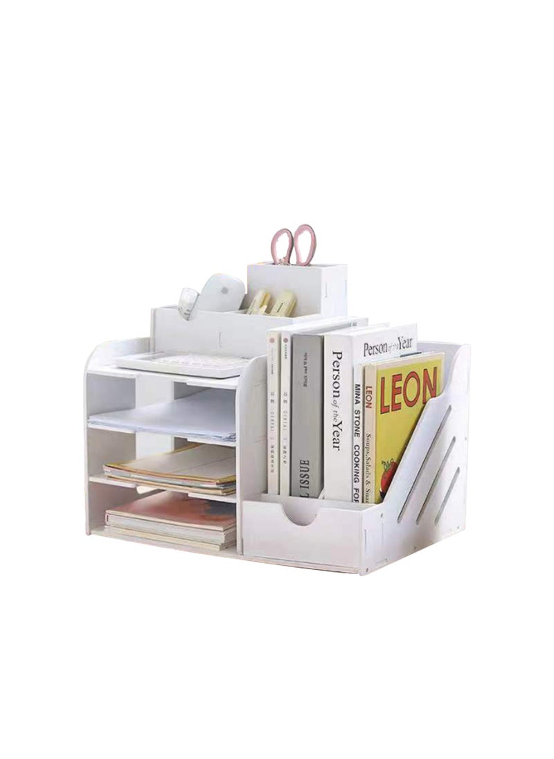 4 Tier Office White Desktop Organizer A4 Paper File Holder With Vertical Horizontal File Holder And Pen Holder Multifunctional Supplies Organizer Desk Mail Sorter Flipchart Letter Tray Study Room Home - pzsku/Z77D8A4AD9E625F719A49Z/45/_/1704855806/d5e39e04-74ab-4718-987c-f7fade84b04b