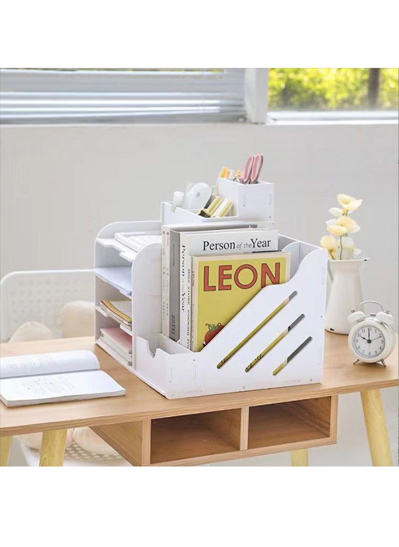 4 Tier Office White Desktop Organizer A4 Paper File Holder With Vertical Horizontal File Holder And Pen Holder Multifunctional Supplies Organizer Desk Mail Sorter Flipchart Letter Tray Study Room Home - pzsku/Z77D8A4AD9E625F719A49Z/45/_/1704855808/f9d9b458-c2a2-498d-8c1a-821ad418bfb0