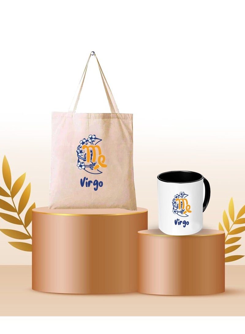 برينت شوب فور مي مجموعة زودياك مكونة من قطعتين - حقيبة حمل قطنية صديقة للبيئة ومجموعة أكواب قهوة بلونين - هدية مثالية لعلم التنجيم - مجموعة هدايا لمحبي علم التنجيم - Image 2