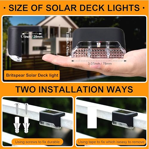 BRITSPEAR Solar Light Outdoor Garden Waterproof Stair Deck Pool Patio Fence Gate Yard Floor Step Railing Window Balcony Sunlight Pathway Ladder Light (20, Standard) - Image 2