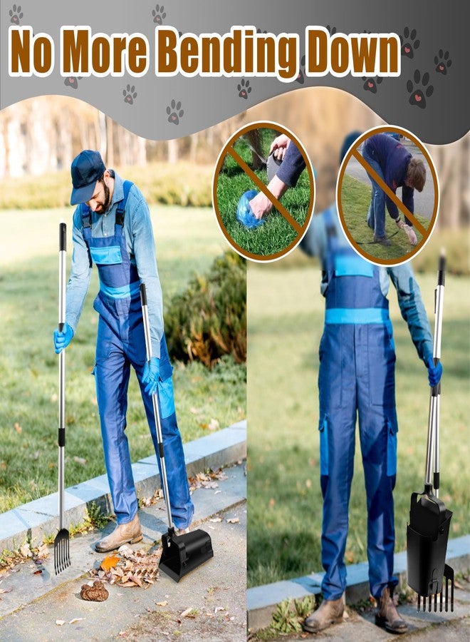 MIVERYEA Pooper Scooper Metal 38" Long Adjustable Handle Swivel Bin & Rake for Large & Small Dogs Non-Breakable Dog Poop Scooper Easy to Clean Pet Waste Use on Grass, with 20 Waste Bags - Image 2