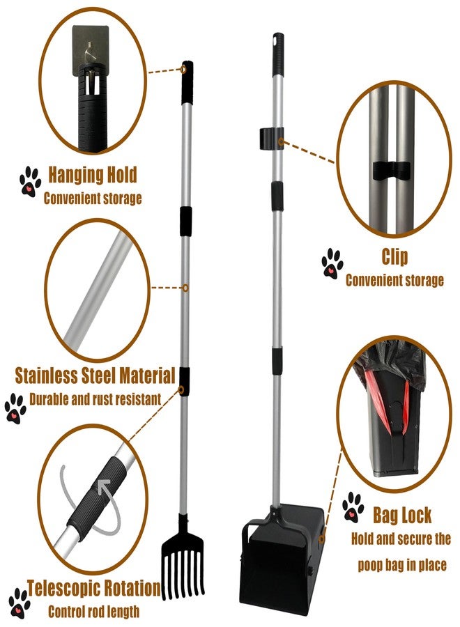 MIVERYEA Pooper Scooper Metal 38" Long Adjustable Handle Swivel Bin & Rake for Large & Small Dogs Non-Breakable Dog Poop Scooper Easy to Clean Pet Waste Use on Grass, with 20 Waste Bags - Image 3