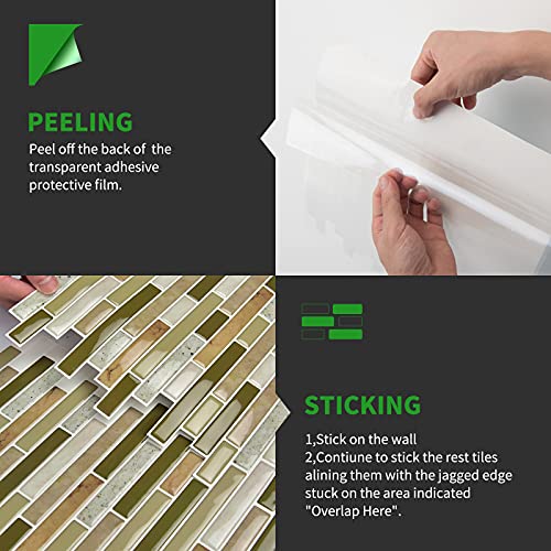LONGKING 10-Sheet Self-Adhesive Peel and Stick Backsplash for Kitchen, Vinyl Decorative Tiles (Chrysophoron) - Image 5