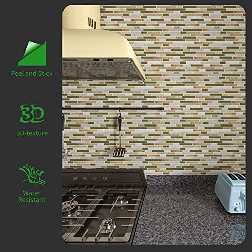 LONGKING 10-Sheet Self-Adhesive Peel and Stick Backsplash for Kitchen, Vinyl Decorative Tiles (Chrysophoron) - Image 2