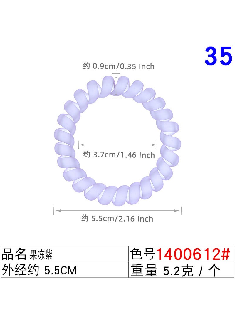 Generic 4cm Black Phone Cord Hair Ties K-Style Transparent Elastics 1400612# Jelly Purple 