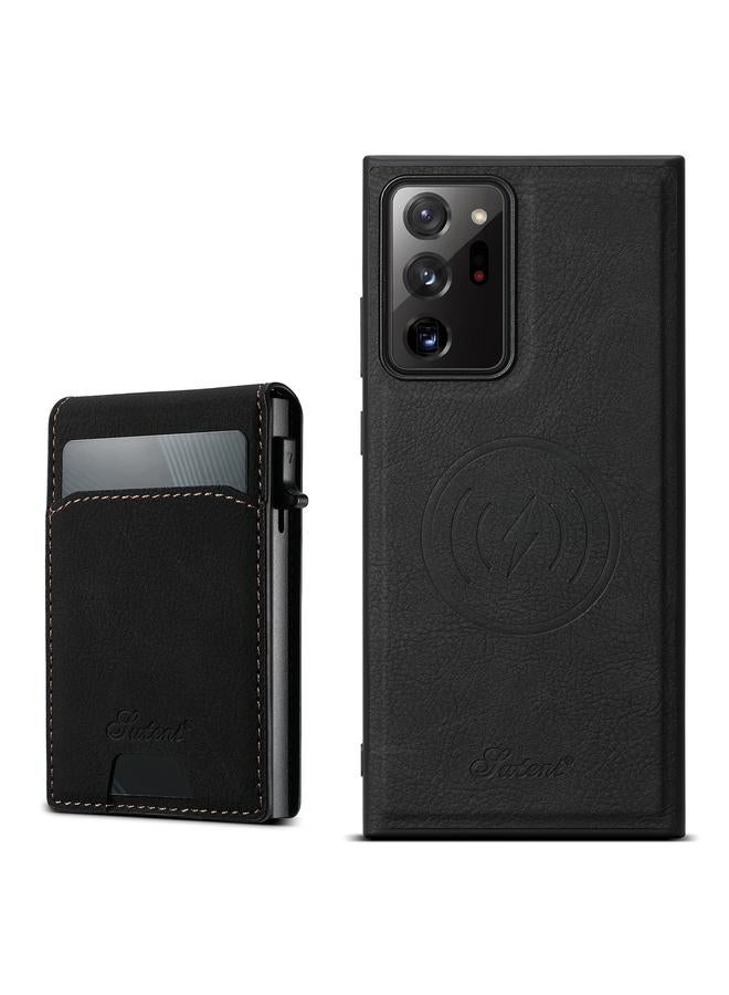 Suteni Case For Samsung Galaxy Note20 5G H19 Litchi Texture 2-in-1 MagSafe Removable Card Case Back Phone Case - Image 1