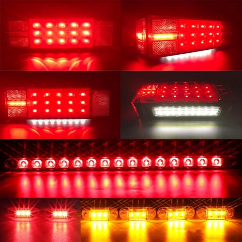 LIMICAR Submersible Boat Trailer Lights, LED Trailer Lights for Utility Trailer, Stop Brake White Backup Reverse License Plate Lights with Wiring Harness, Side Marker, 3rd Light Bar for Boat RV Truck - Image 4