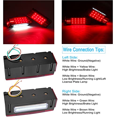 LIMICAR Submersible Boat Trailer Lights, LED Trailer Lights for Utility Trailer, Stop Brake White Backup Reverse License Plate Lights with Wiring Harness, Side Marker, 3rd Light Bar for Boat RV Truck - Image 5